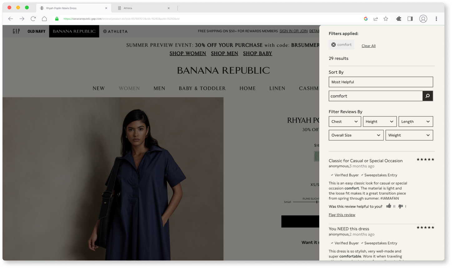 Banana Republic Power Reviews with search for comfort