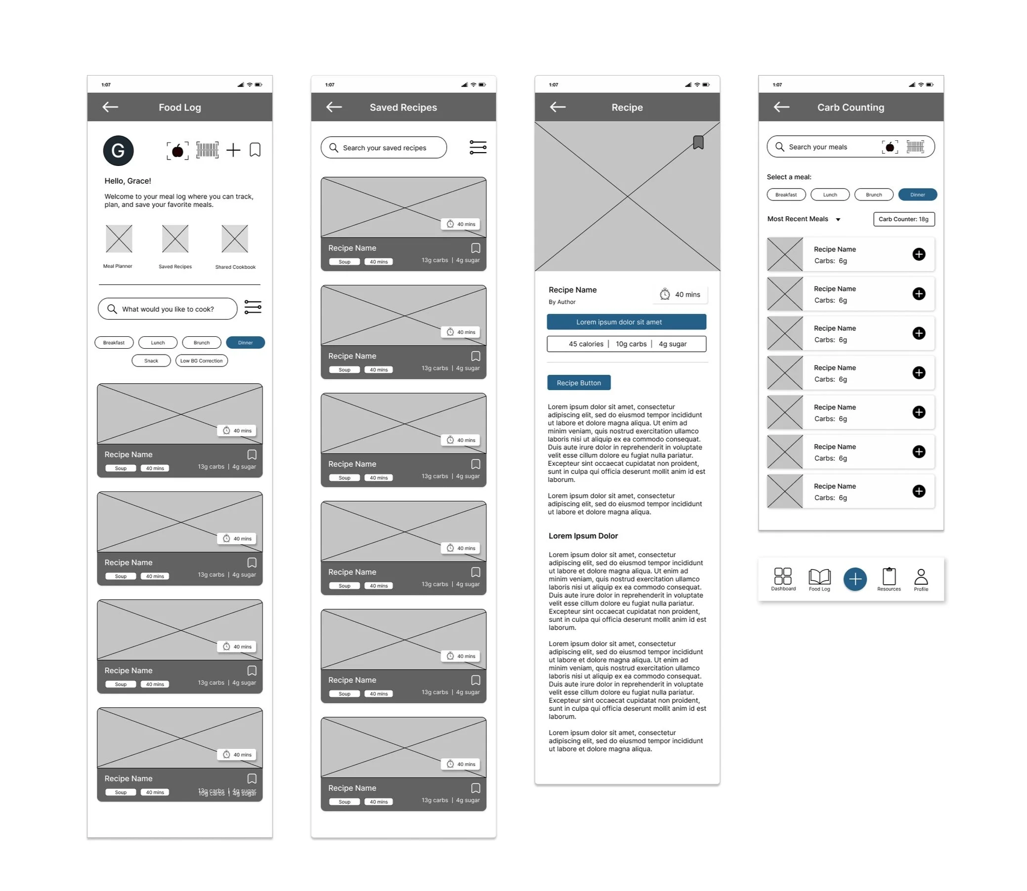 Dexter wireframes